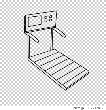 A black and white drawing of a treadmill A black and white drawing of a treadmill 117742817
