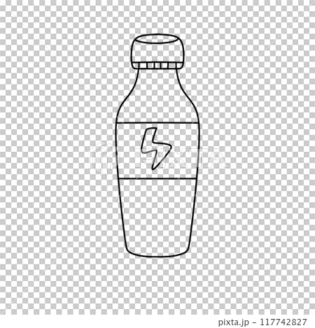 A bottle of energy drink with a lightning bolt on the label A bottle of energy drink with a lightning bolt on the label 117742827