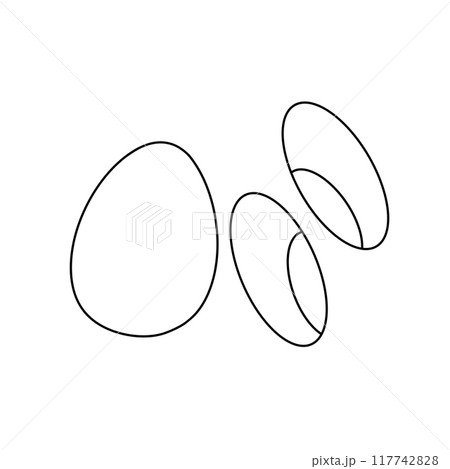 A white egg with two smaller eggs inside it 117742828