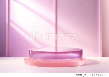 Transparent Pink Pedestal with Soft Lighting 117743007