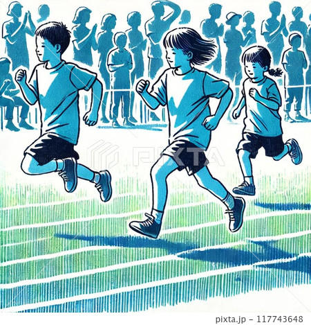 運動会ではしる子どもたち 運動会ではしる子どもたち 117743648