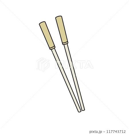 Two chopsticks are shown in a white background 117743712