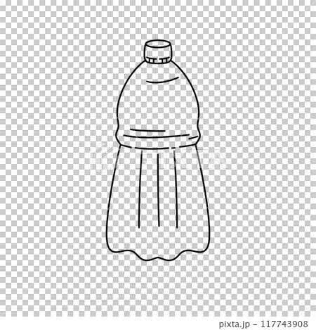 A bottle of water is drawn in black and white A bottle of water is drawn in black and white 117743908