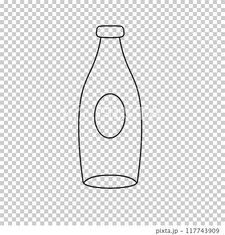 A bottle of milk is drawn in black and white A bottle of milk is drawn in black and white 117743909