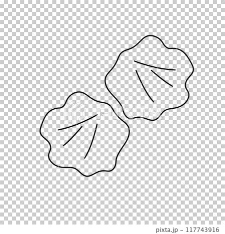 Two leaves are drawn in black and white 117743916