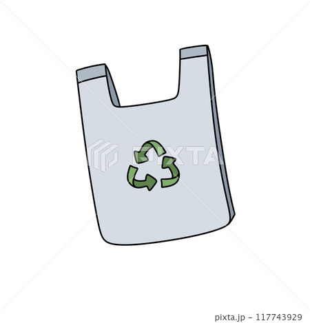 A plastic bag with a green recycle symbol on it A plastic bag with a green recycle symbol on it 117743929