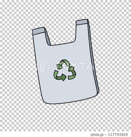 A plastic bag with a green recycle symbol on it A plastic bag with a green recycle symbol on it 117743929
