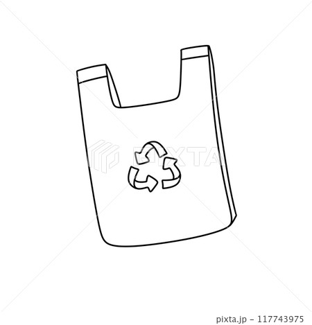 A plastic bag with a recycle symbol on it 117743975