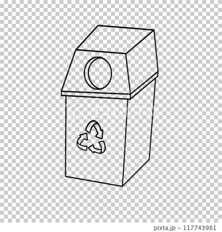 A trash can with a recycle sign on it 117743981