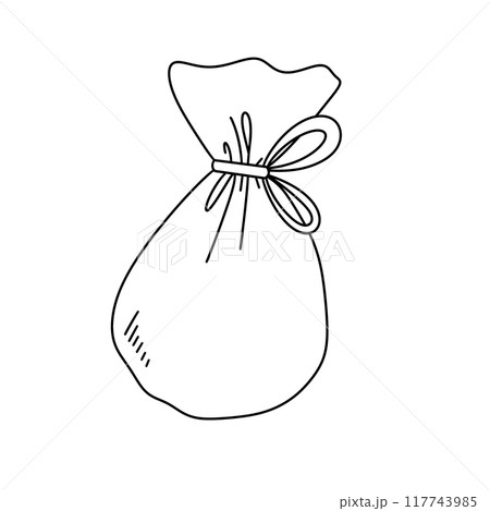 A white bag with a string tied to it A white bag with a string tied to it 117743985