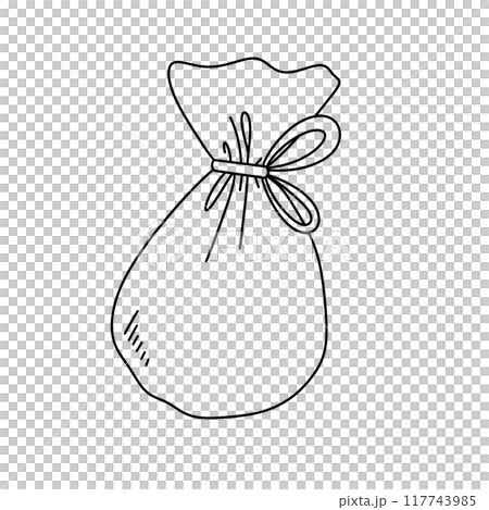 A white bag with a string tied to it A white bag with a string tied to it 117743985