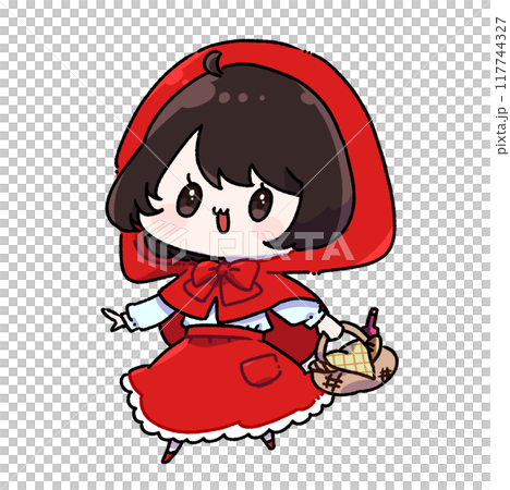 Girl wearing a red hood Girl wearing a red hood 117744327