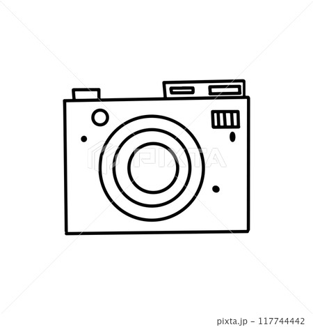 Doodle camera, shooting equipment. Sketch icon, vector illustration in doodle style. Isolate on a white background. Doodle camera, shooting equipment. Sketch icon, vector illustration in doodle style. Isolate on a white background. 117744442