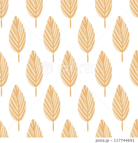 Seamless pattern with autumn leaves. Trendy flat style. Great for backgrounds, apparel & editorial design, cards, gift wrapping paper, home decor etc. Seamless pattern with autumn leaves. Trendy flat style. Great for backgrounds, apparel & editorial design, cards, gift wrapping paper, home decor etc. 117744691