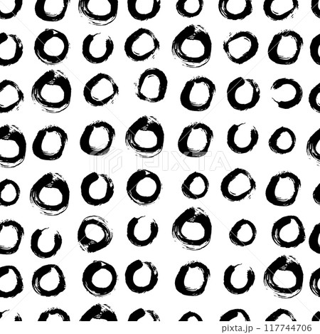 Black and white polka dot ornament. Vector seamless polka dot pattern. Good for wrapping paper.  117744706
