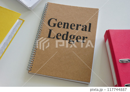 General ledger on an office desk. Symbolizes accounting. 117744887
