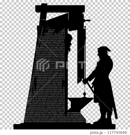 Black silhouette of torture device on white background. Black silhouette of torture device on white background. 117745699