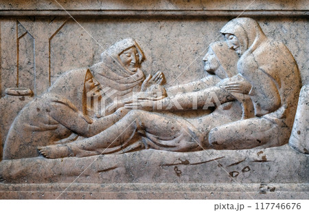 Birth of Jesus by Ivan Mestrovic in the church of St. Mark in Zagreb, Croatia 117746676