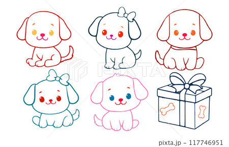 Cute baby dog vector art illustration design 117746951