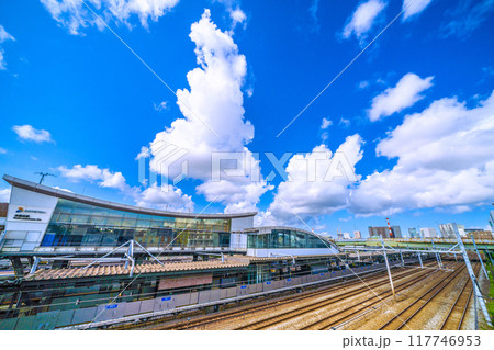 日本の横浜都市景観 8月。SOTETSU　西横浜駅などを望む 117746953