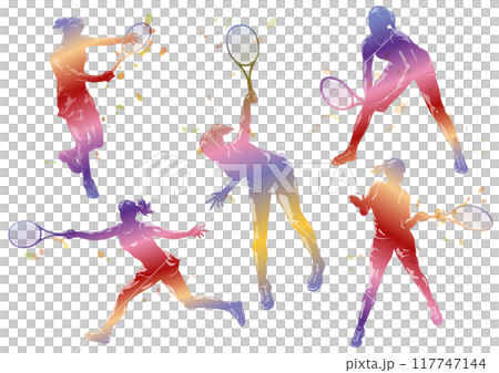 網球剪影例證集合 網球剪影例證集合 117747144