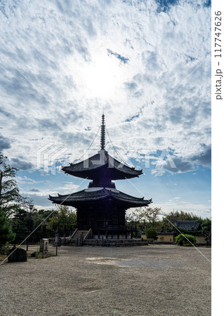 上之太子 叡福寺 秋晴れの多宝塔 大阪府南河内郡太子町 上之太子 叡福寺 秋晴れの多宝塔 大阪府南河内郡太子町 117747626