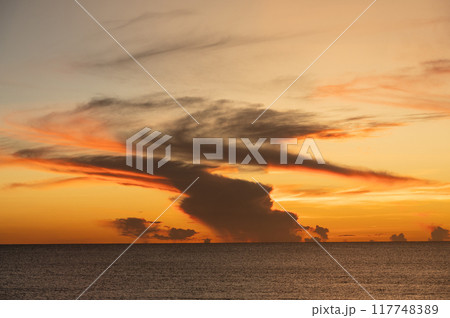 Sunrise over Ao Prachuap bay.Sunrise is in golden hour. 117748389