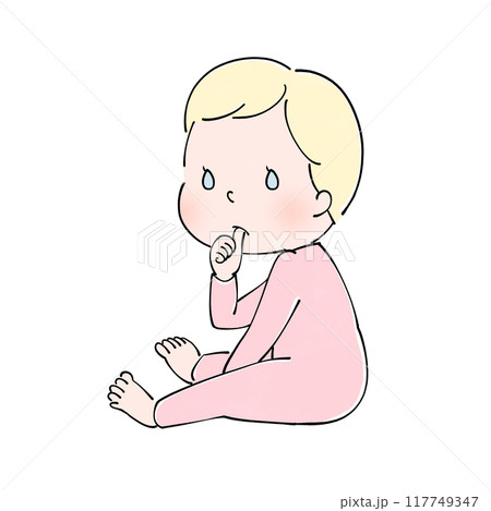お座りする赤ちゃんのイラスト 117749347