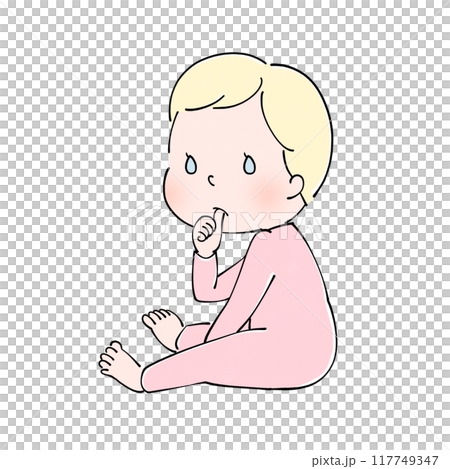 坐著的嬰兒的插圖 117749347