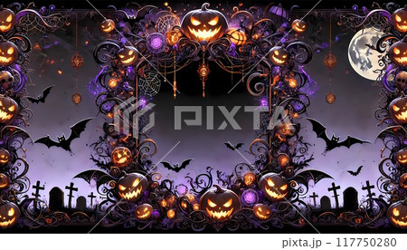ハロウィンをモチーフにしたフレーム素材1 117750280