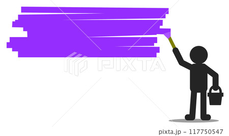油性ペンキを塗って塗り潰す人物のイラスト 117750547
