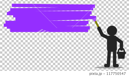 油性ペンキを塗って塗り潰す人物のイラスト 117750547