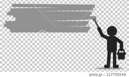 油性ペンキを塗って塗り潰す人物のイラスト 117750548