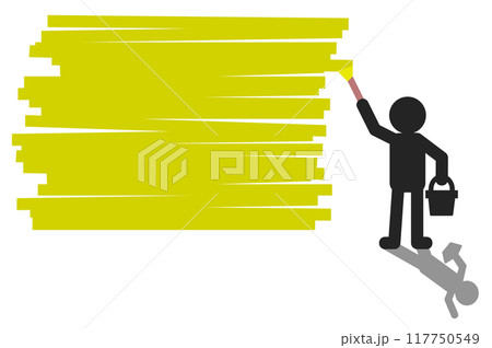 油性ペンキを塗って塗り潰す人物のイラスト 油性ペンキを塗って塗り潰す人物のイラスト 117750549