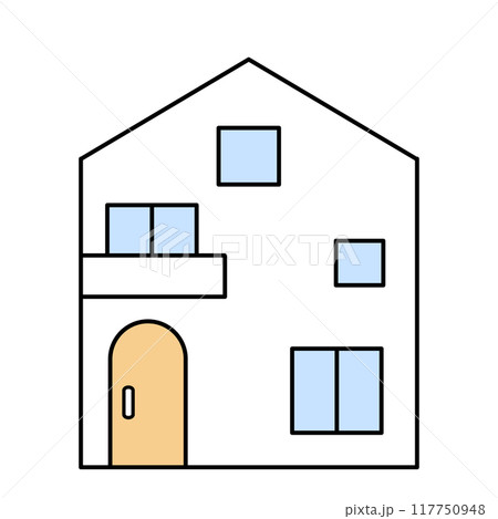 シンプルな2階建てのおしゃれな家のアイコン シンプルな2階建てのおしゃれな家のアイコン 117750948