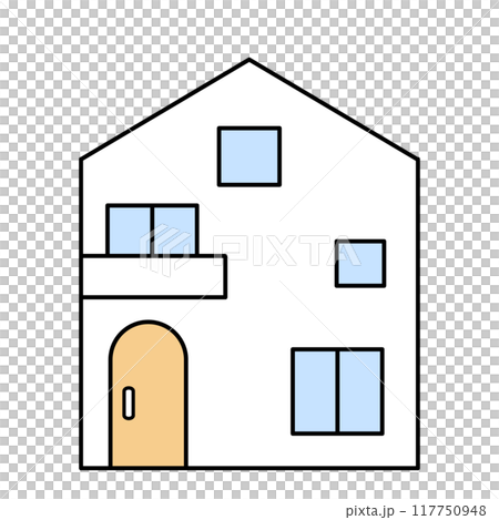 シンプルな2階建てのおしゃれな家のアイコン シンプルな2階建てのおしゃれな家のアイコン 117750948