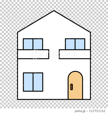 ベランダのあるシンプルな家のカラーイラスト 117751132