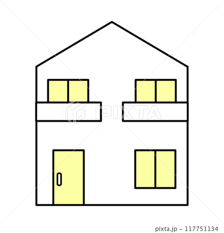 シンプルな家の線画イラスト 117751134