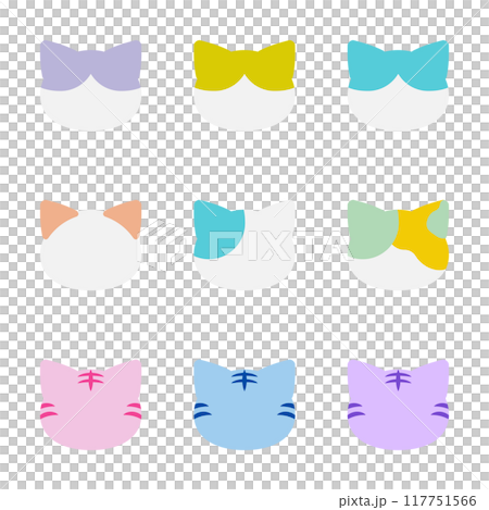 さまざまな猫の柄　イラスト　カラフル 117751566