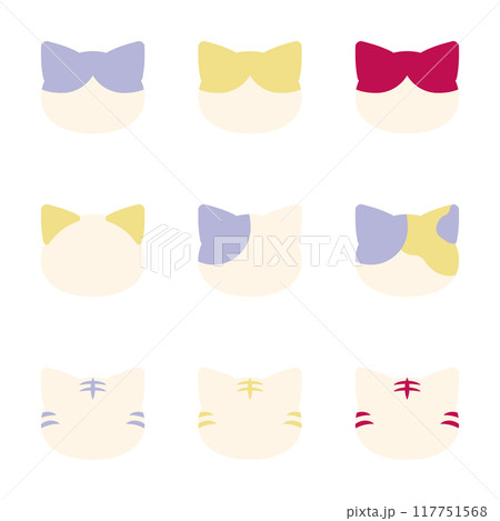 さまざまな猫の柄　イラスト　パステルカラー 117751568