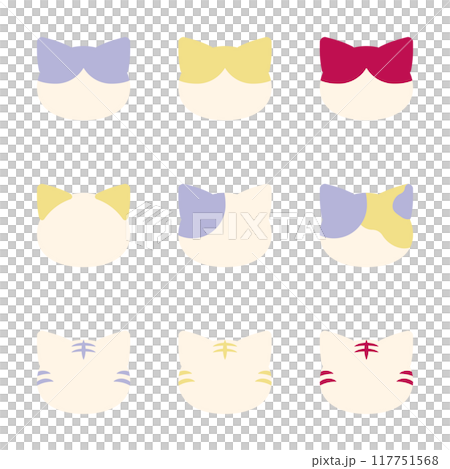 さまざまな猫の柄　イラスト　パステルカラー 117751568