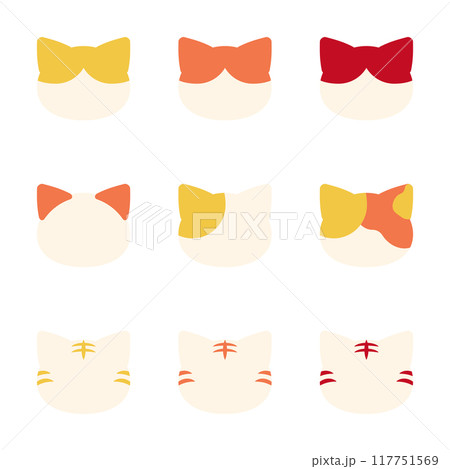 さまざまな猫の柄　イラスト　ビタミンカラー 117751569