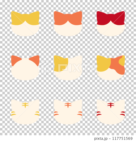 さまざまな猫の柄　イラスト　ビタミンカラー 117751569