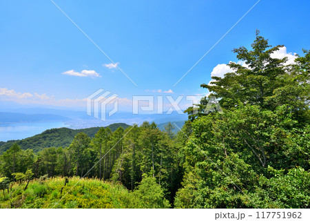 《長野県》諏訪市　大見山展望台から見た諏訪市街と諏訪湖 117751962
