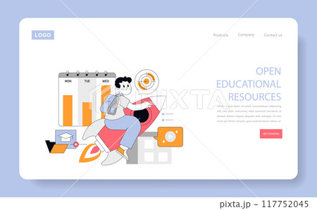 Education concept. Online learning tools and resources with a character navigating a rocket. Access to knowledge and academic growth. Vector illustration. 117752045
