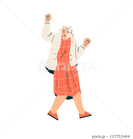 Senior Woman Character Dancing Moving His Body Vector Illustration Senior Woman Character Dancing Moving His Body Vector Illustration 117752404