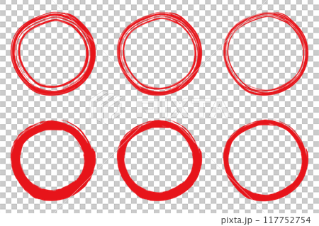 イラスト素材:手書きのシンプルな丸・円 赤 ベクター 透過 可愛い かわいい 手描き Set of イラスト素材:手書きのシンプルな丸・円 赤 ベクター 透過 可愛い かわいい 手描き Set of 117752754