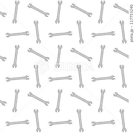 Vector seamless pattern of hand drawn wrench Vector seamless pattern of hand drawn wrench 117753240