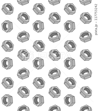 Vector seamless pattern of hand drawn screw Vector seamless pattern of hand drawn screw 117753242