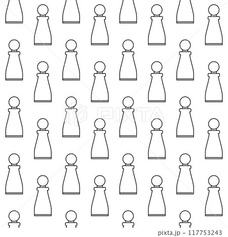 Vector seamless pattern of outline chess figure 117753243